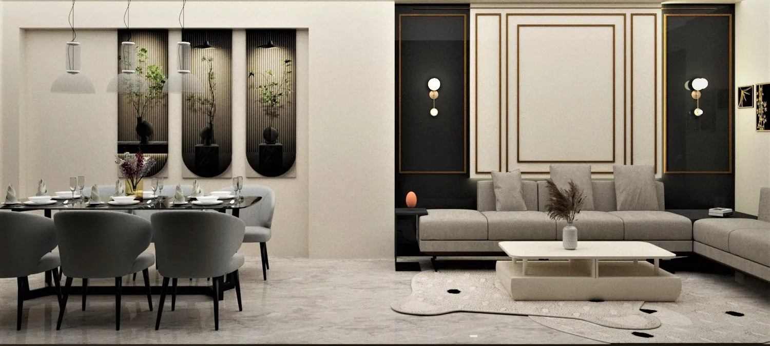 Modern living room interior design with custom furniture by PITSAL Interio
