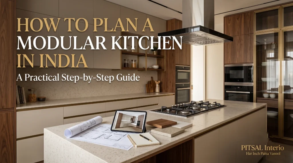 Modern modular kitchen design with practical storage and premium finishes by PITSAL Interio