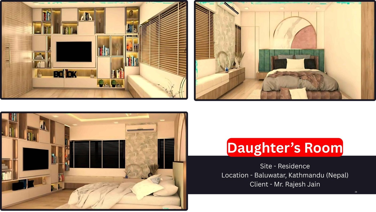 Elegant daughter bedroom interior design in Kathmandu by PITSAL Interio