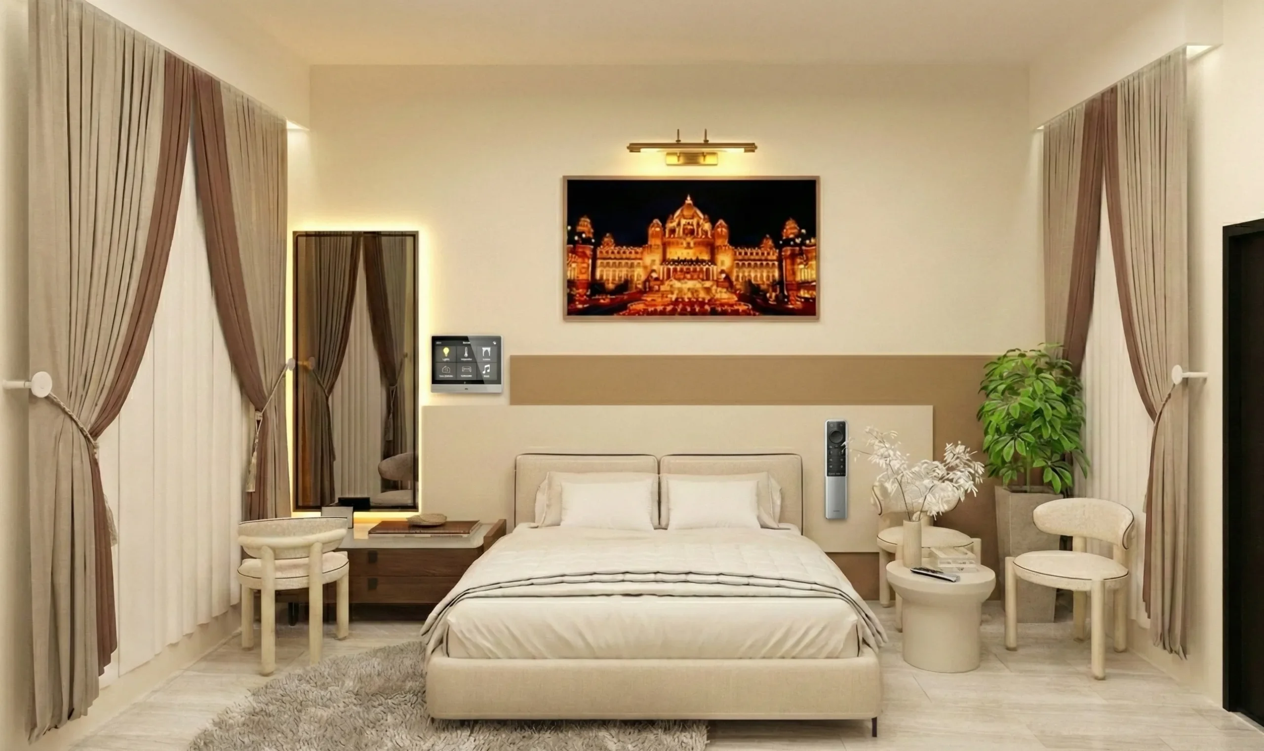Luxury hotel room bedroom interior design by PITSAL Interio
