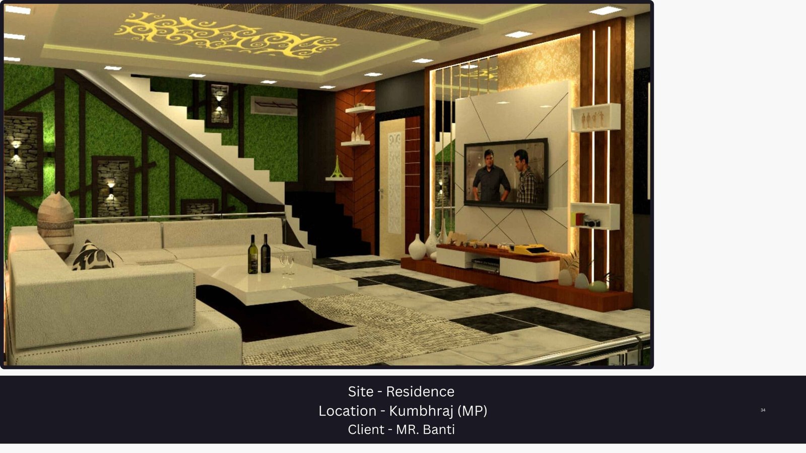 Luxury living room TV cabinet design in Kumbhraj Madhya Pradesh by PITSAL Interio