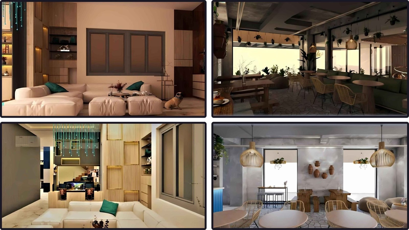 Modern cafe restaurant and luxury living room interior portfolio by PITSAL Interio
