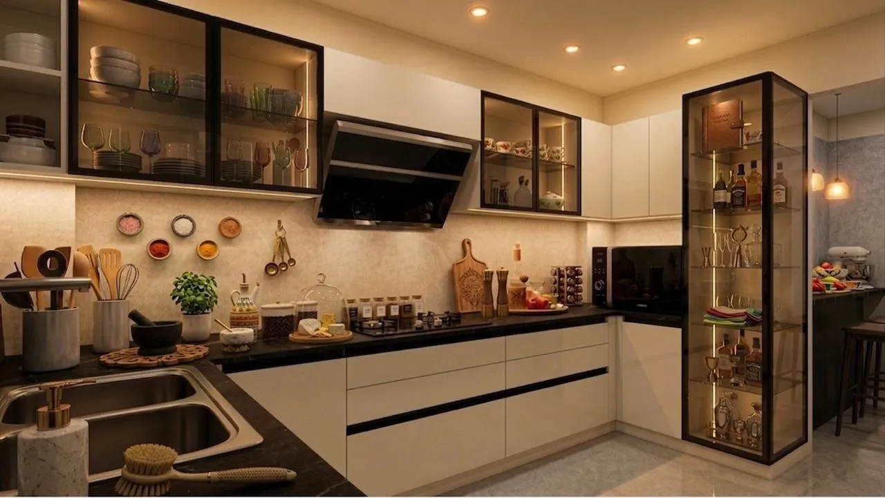 Modern modular kitchen design and execution detail by PITSAL Interio