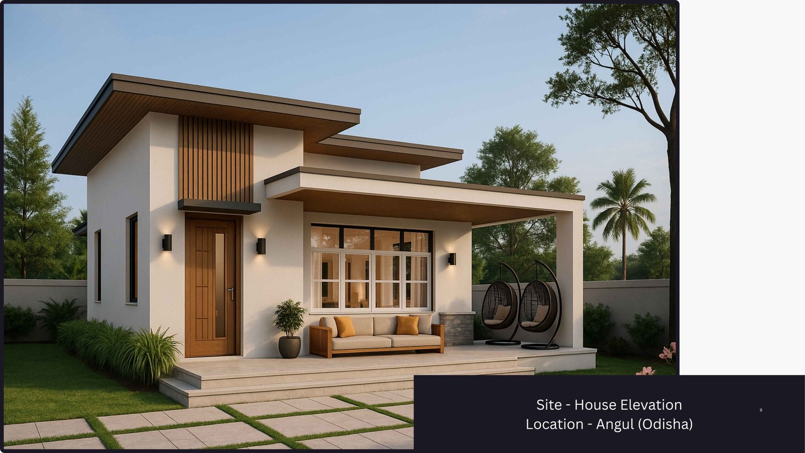 Modern single-floor house elevation design in Angul by PITSAL Interio