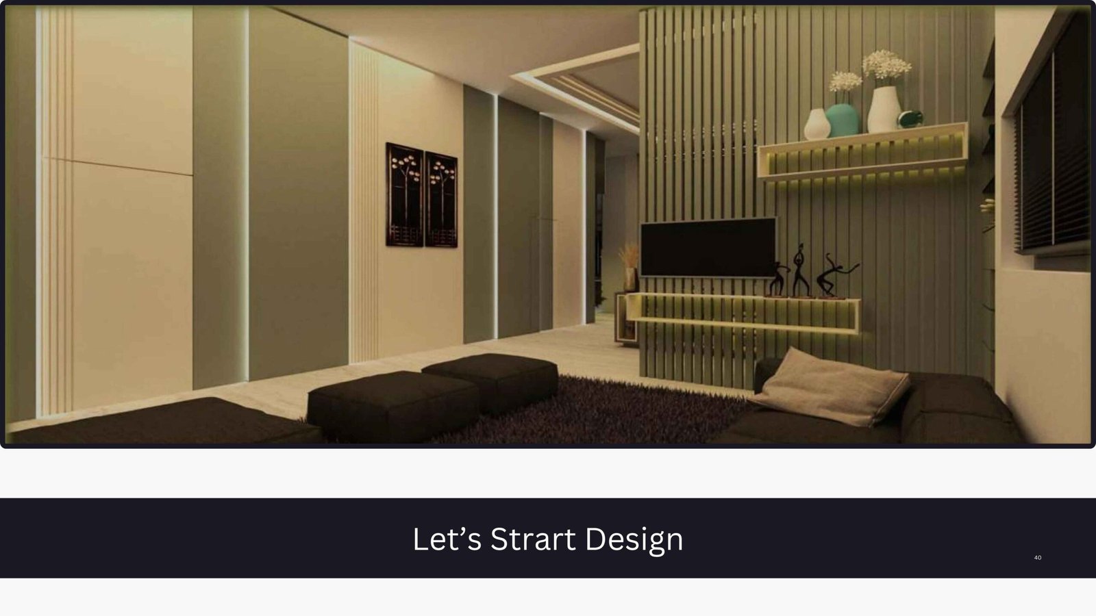 Modern TV lounge interior with slatted partition by PITSAL Interio